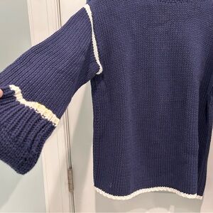 Chic Navy Sweater with Cream Accents